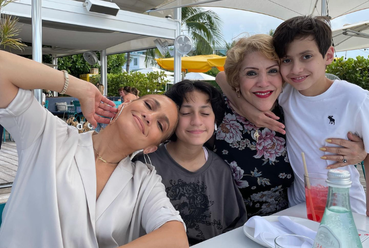 Jennifer Lopez with her mother and children's